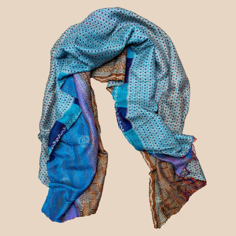 Sari Silk Kantha Shawl 05