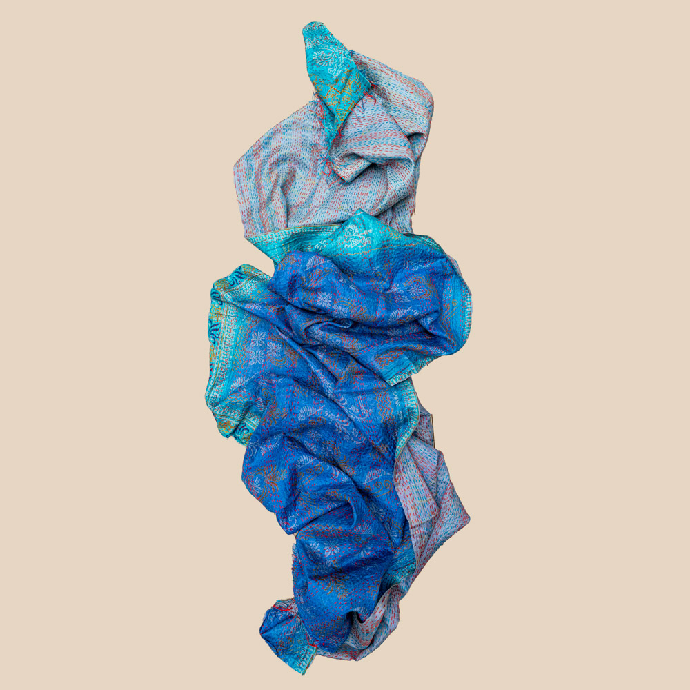 Sari Silk Kantha Shawl 03