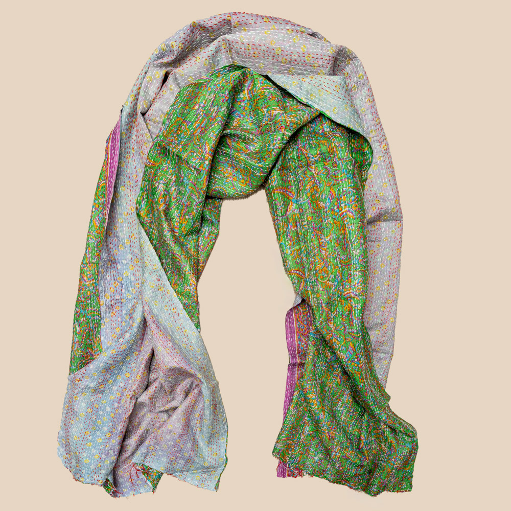Sari Silk Kantha Shawl 08