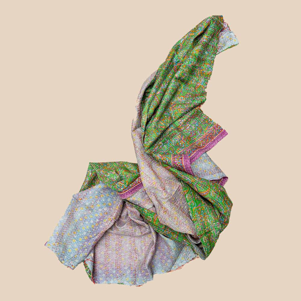 Sari Silk Kantha Shawl 08 - Image 2