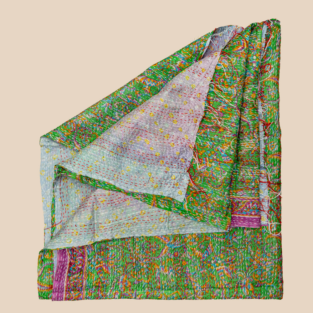 Sari Silk Kantha Shawl 08 - Image 3