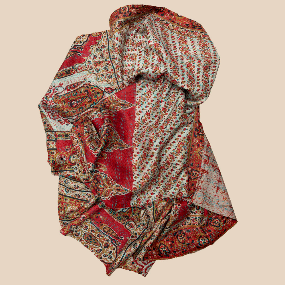 Sari Silk Kantha Shawl 06