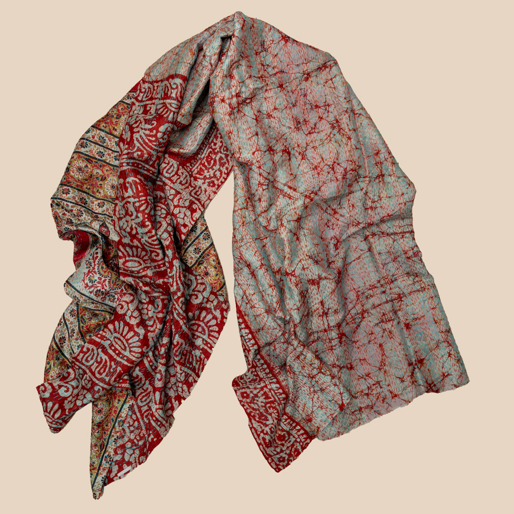 Sari Silk Kantha Shawl 06 - Image 3