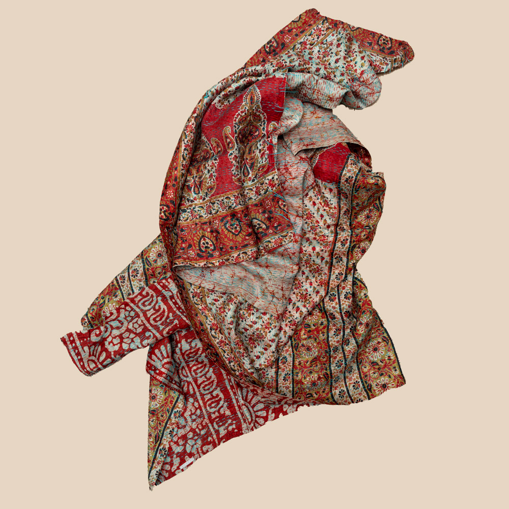 Sari Silk Kantha Shawl 06 - Image 4