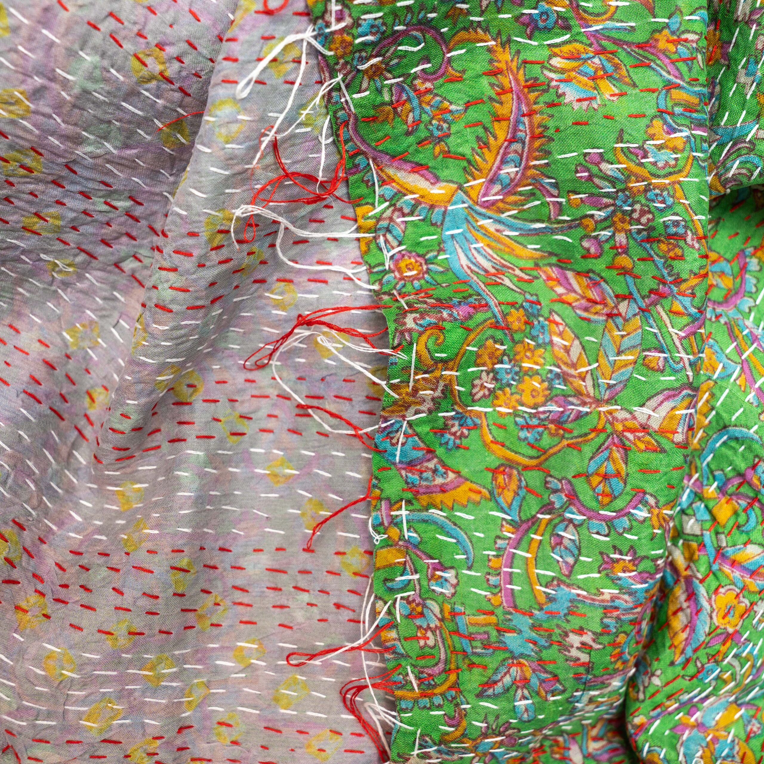 Sari Silk Kantha Shawl 08 - Image 4