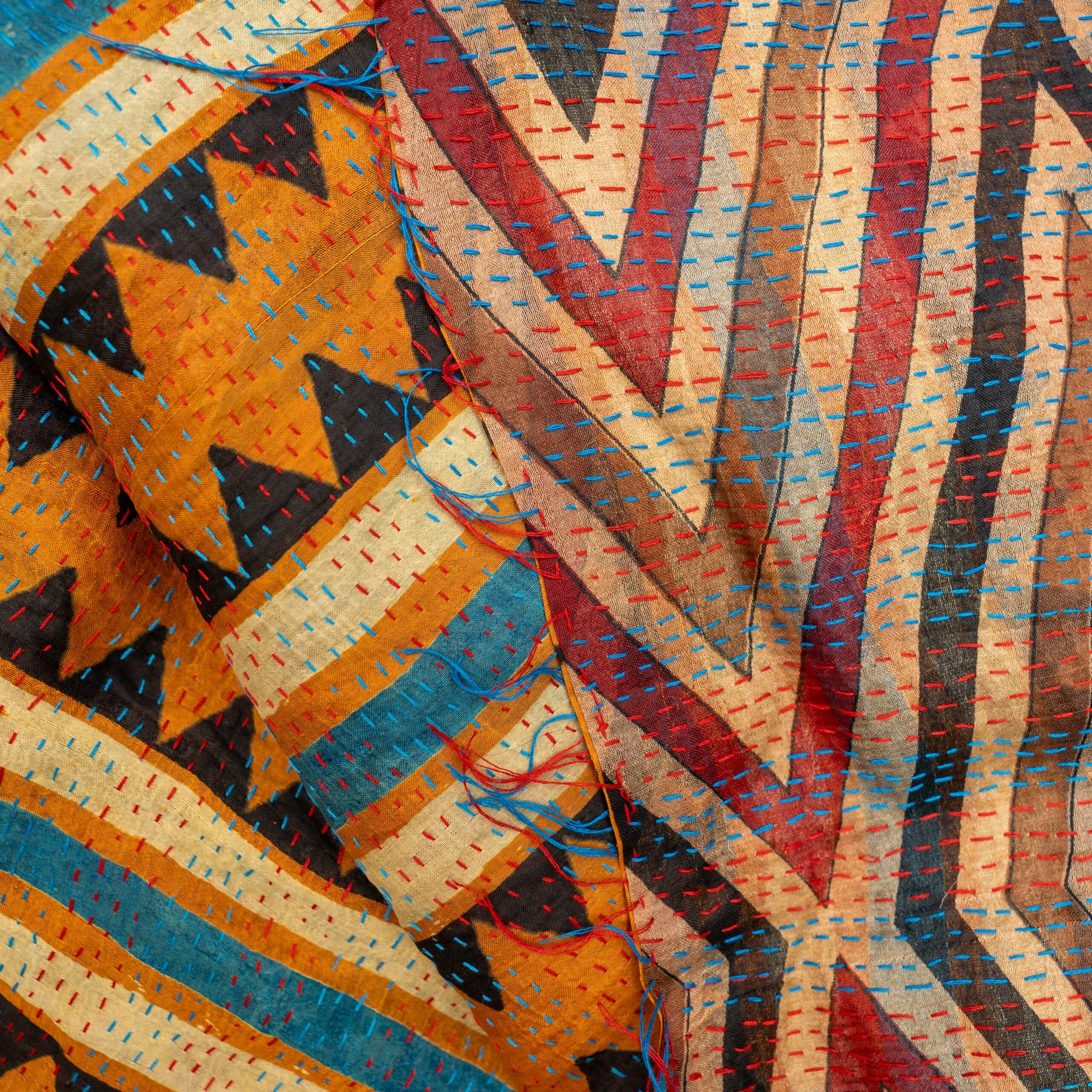 Sari Silk Kantha Shawl 01 - Image 3
