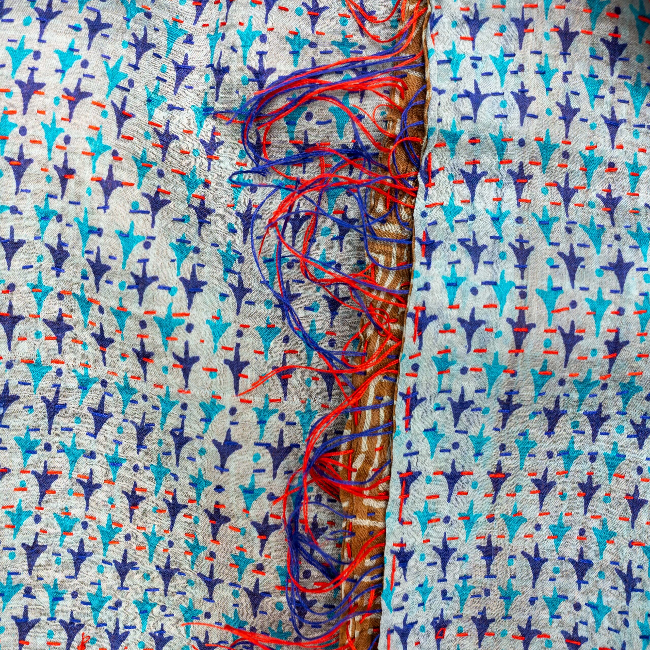 Sari Silk Kantha Shawl 05 - Image 3