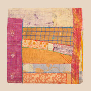 Colorful vintage kantha pillow 50x50 made from recycled Indian cotton | patchwork kantha kussen | boho cushion for sofa, garden, terrace or bohemian interior