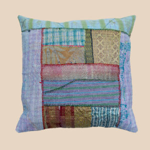 Handmade vintage kantha cushion 50x50 | patchwork sierkussen uit India van gerecycled katoen | colorful boho pillow for sofa, garden seating, terrace decor