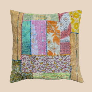 Handmade vintage kantha cushion 50x50 | patchwork sierkussen uit India van gerecycled katoen | colorful boho pillow for sofa, garden seating, terrace decor