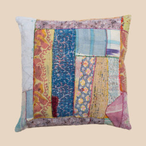 Colorful vintage kantha pillow 50x50 made from recycled Indian cotton | patchwork kantha kussen | boho cushion for sofa, garden, terrace or bohemian interior