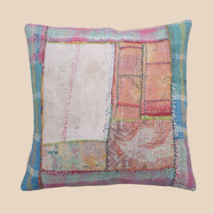 Colorful vintage kantha pillow 50x50 made from recycled Indian cotton | patchwork kantha kussen | boho cushion for sofa, garden, terrace or bohemian interior