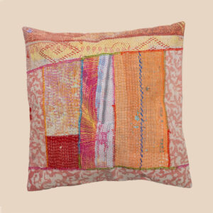 Colorful vintage kantha pillow 50x50 made from recycled Indian cotton | patchwork kantha kussen | boho cushion for sofa, garden, terrace or bohemian interior