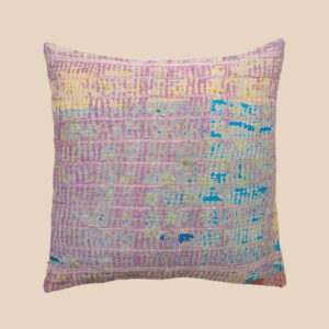 Vintage Kantha cushion in a single faded colour with visible hand stitching and soft texture.