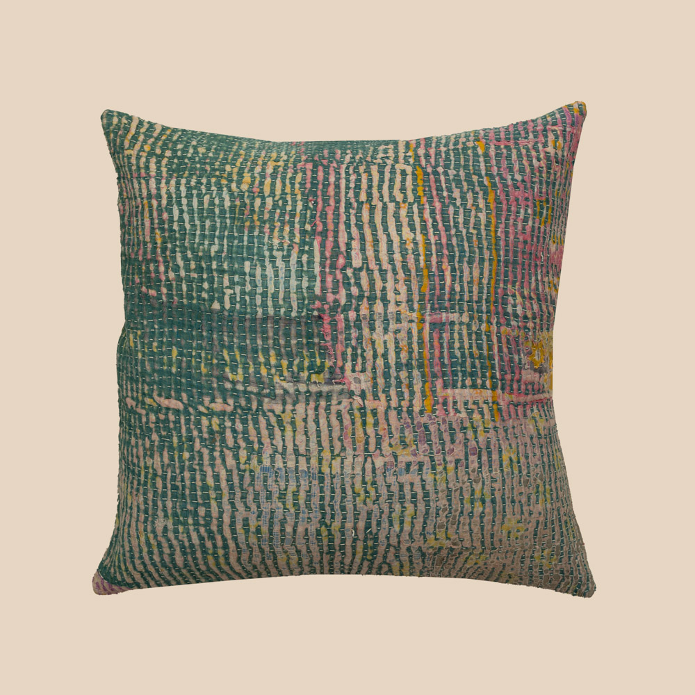 Vintage Kantha Cushion Single Tone 04