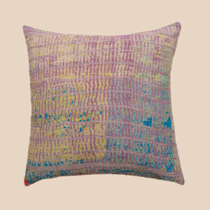 Vintage Kantha cushion in a single faded colour with visible hand stitching and soft texture.