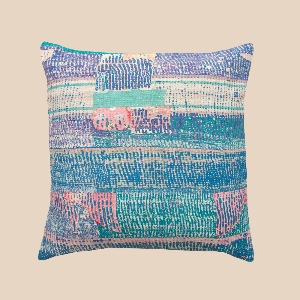 Vintage Kantha Cushion Single Tone 07