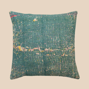 Vintage Kantha cushion in a single faded colour with visible hand stitching and soft texture.