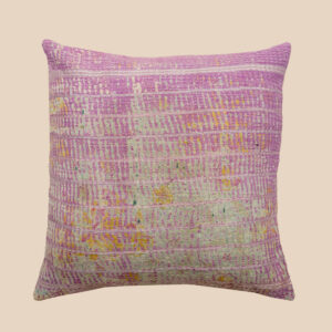 Vintage Kantha cushion in a single faded colour with visible hand stitching and soft texture.