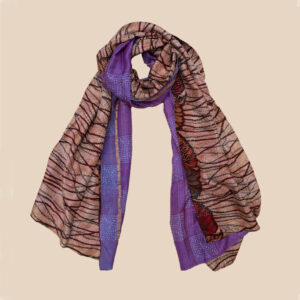 Vintage Banjara scarf made from soft sari fabric with layered colours and delicate embroidery.