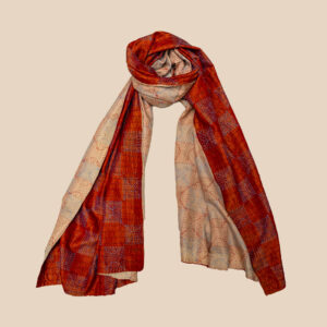 Vintage Banjara scarf made from soft sari fabric with layered colours and delicate embroidery.